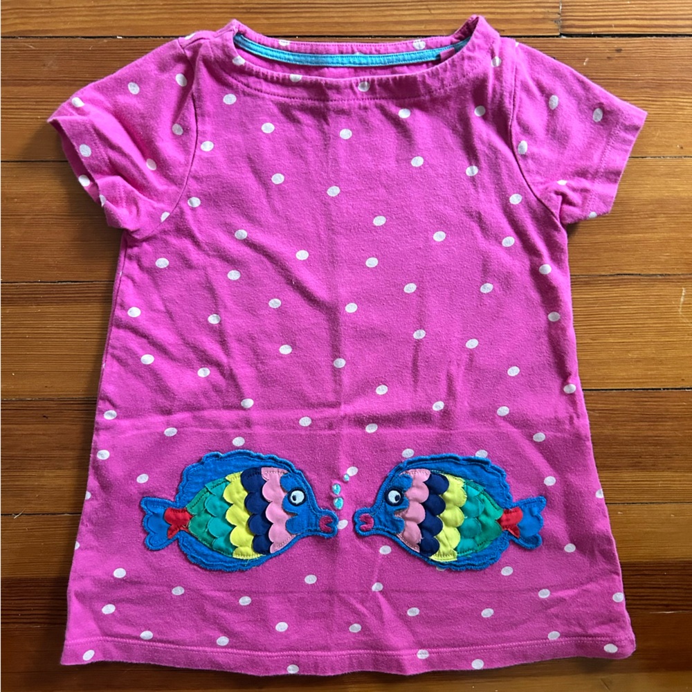 Mini Boden appliqué pocket tunic - pink spot fish - size 3-4Y - Picture 4 of 8